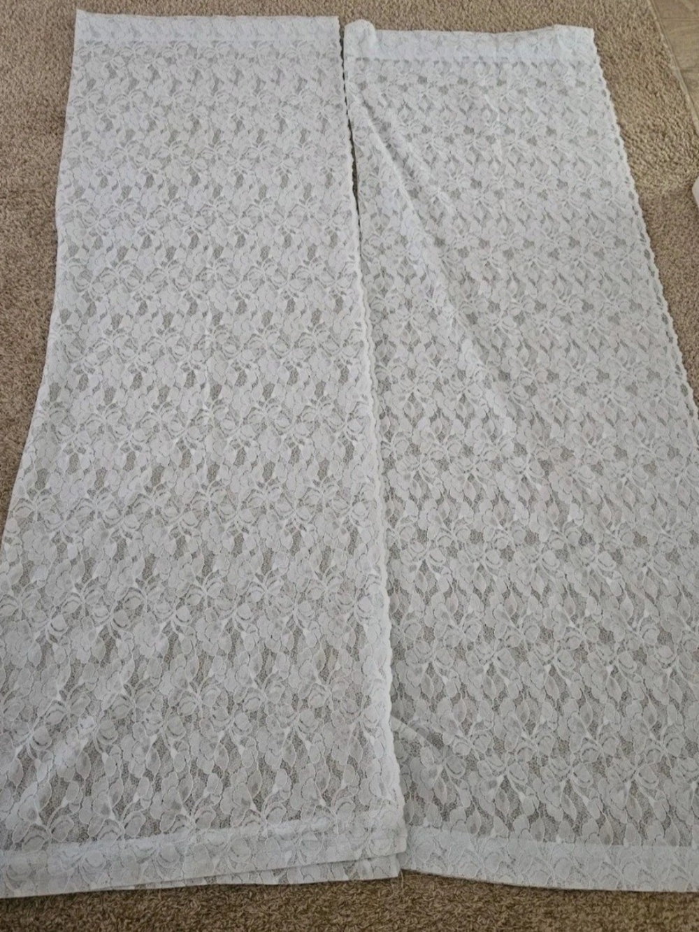 Baby Blue Lace Sheer Curtain Panels Elegant Floral Design Vintage 59×87 2 Panels